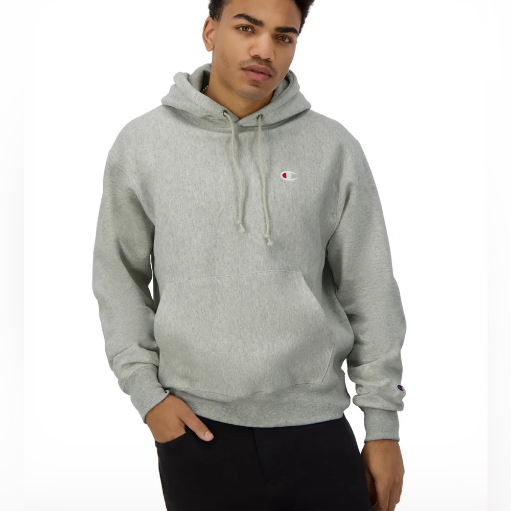 CHAMPION Men’s Reverse Weave Hoodie, C Logo Oxford Gray X-Small New with…